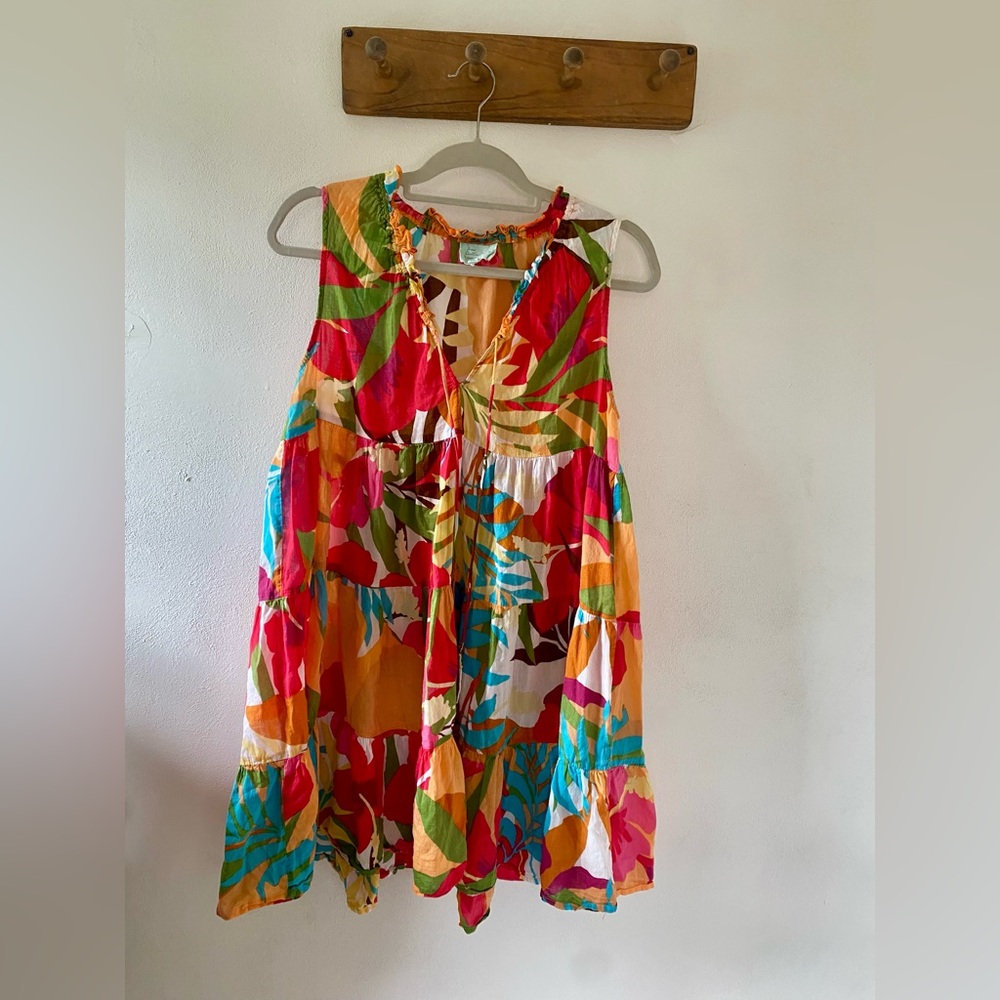 True Destination Floral Tiered Cover Up, M